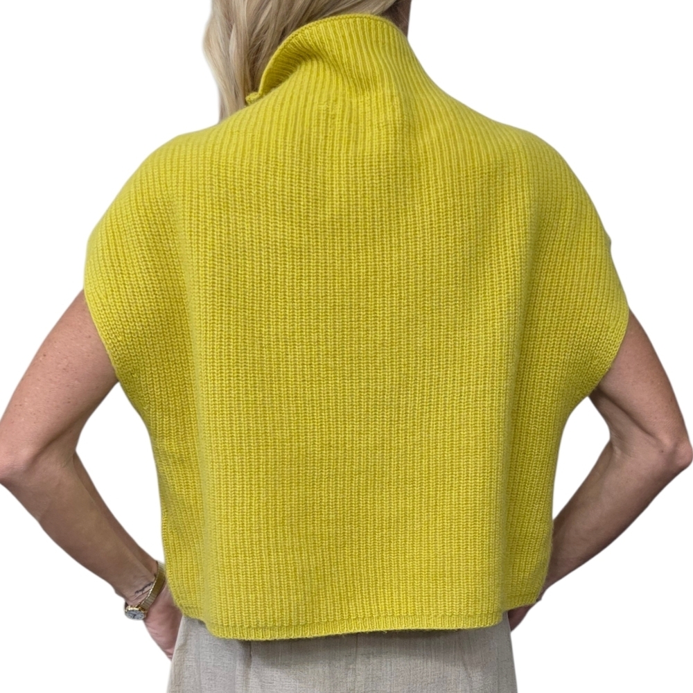 Anthropologie 100% Cashmere Sleeveless Turtleneck Sweater XS Yellow Cropped - Picture 5 of 9